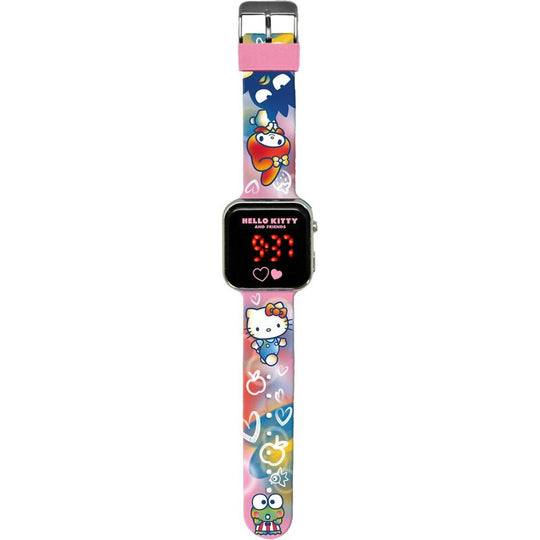Montre LED Hello Kitty KIDS LICENSING affichant l'heure avec un bracelet coloré pour enfants