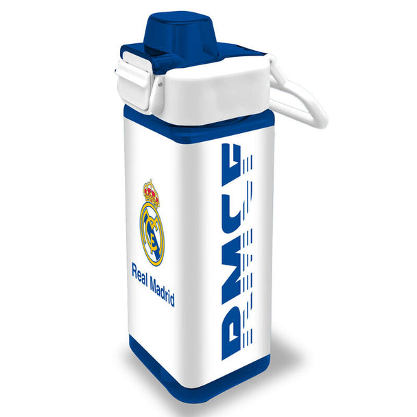 Gourde enfant Real Madrid 500ml en plastique avec logo officiel, idéale pour l'école et les activités sportives.