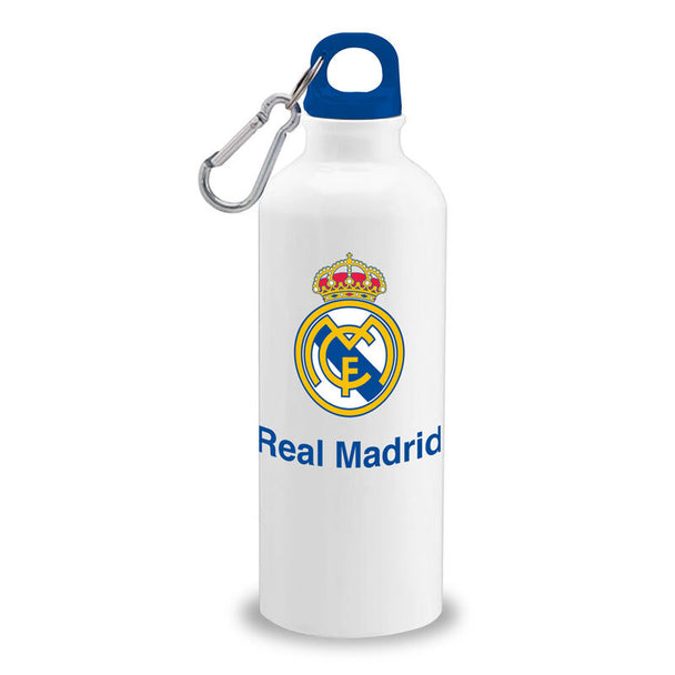 Gourde aluminium 500ml Real Madrid officielle KIDS LICENSING avec logo et design sportif.