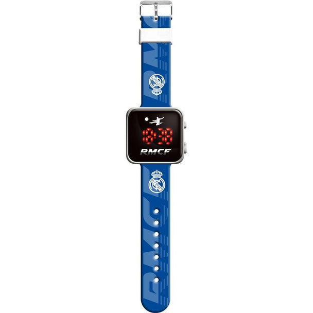 Montre LED Real Madrid pour enfants avec affichage lumineux et bracelet noir, vue de face