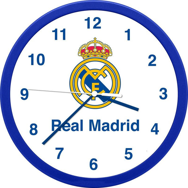 Horloge murale Real Madrid officielle de 24,5 cm avec logo du club et design coloré