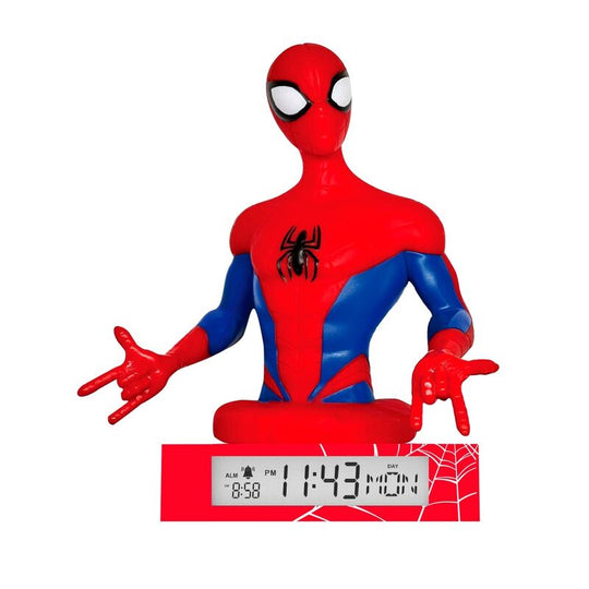 Lampe 3D Spiderman Marvel allumée montrant un effet lumineux réaliste dans une chambre d'enfant