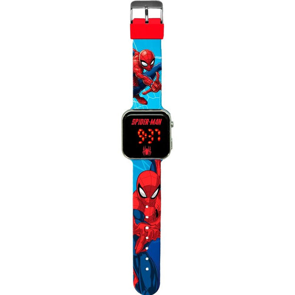 Montre LED Marvel Spiderman pour enfants avec affichage lumineux et bracelet rouge à motifs du super-héros