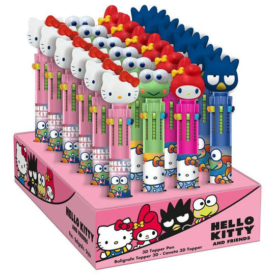 Vue rapprochée du détail du topper 3D Hello Kitty assorti avec finition soignée