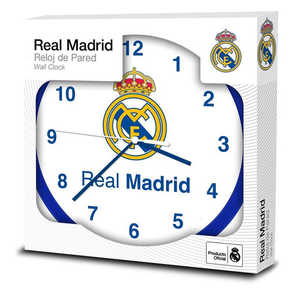 Détail du cadran de l'horloge Real Madrid montrant les aiguilles et le mécanisme silencieux