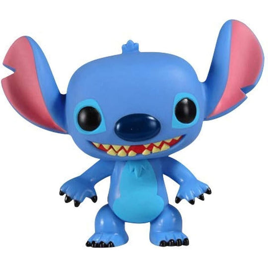 Vue rapprochée de la figurine Stitch Funko POP avec détails précis des couleurs et textures