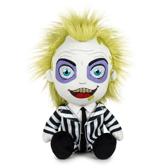 Peluche Beetlejuice de 25 cm, personnage emblématique en tissu doux de la marque PLAY BY PLAY, vue de face.