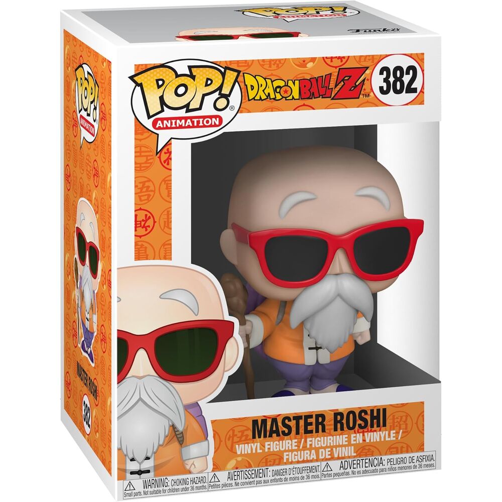 Vue détaillée de la boîte cadeau de la figurine Funko POP Dragon Ball Z Gohan et Maître Roshi