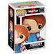 Figurine POP Funko Chucky posée sur une étagère, parfaite pour les fans de films d'horreur et collectionneurs.