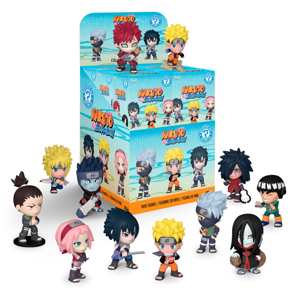 Deux figurines miniatures mystère Naruto Shippuden Funko exposées côte à côte sur fond blanc