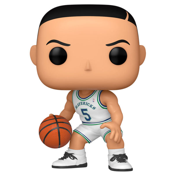 Figurine Funko POP Jason Kidd en tenue des Dallas Mavericks, vue de face avec détails précis et couleurs vives sur fond blanc