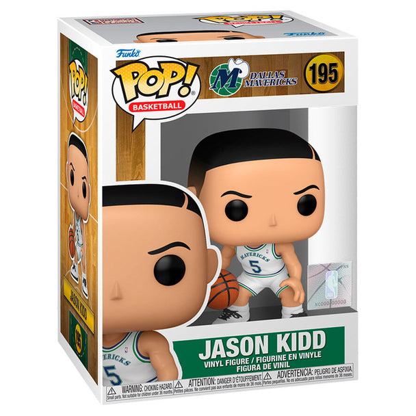 Boîte cadeau originale de la figurine Funko POP Jason Kidd Dallas Mavericks, affichant le logo NBA et le design collector