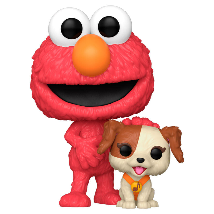 Vue rapprochée de la figurine Funko POP Elmo & Tango, montrant les détails précis et les couleurs vives