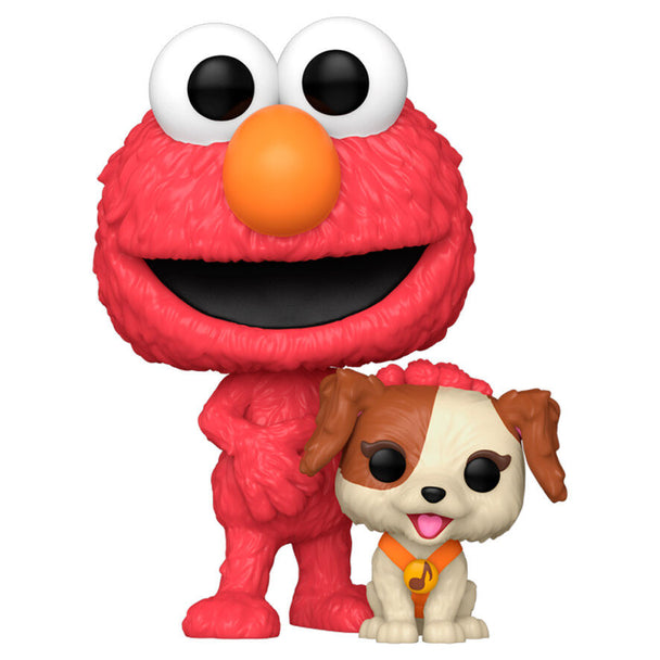 Vue rapprochée de la figurine Funko POP Elmo & Tango, montrant les détails précis et les couleurs vives