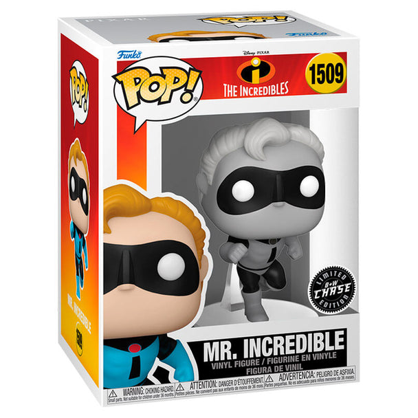 Vue rapprochée de la figurine Funko POP Mr. Incredible Chase montrant les détails du visage et du costume
