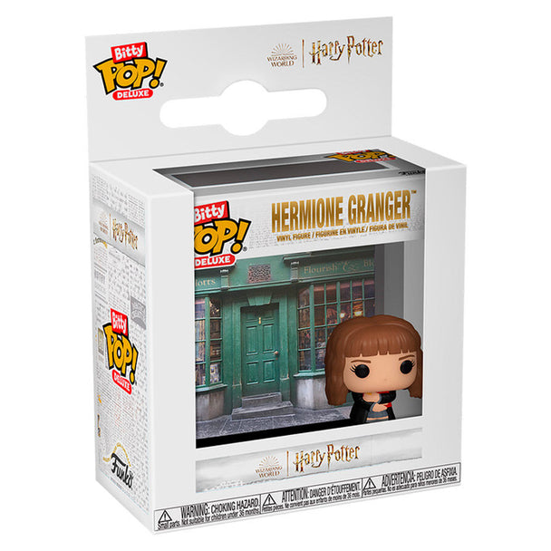 Figurine Funko Bitty POP Hermione Granger en tenue de sorcière avec baguette magique, vue de face