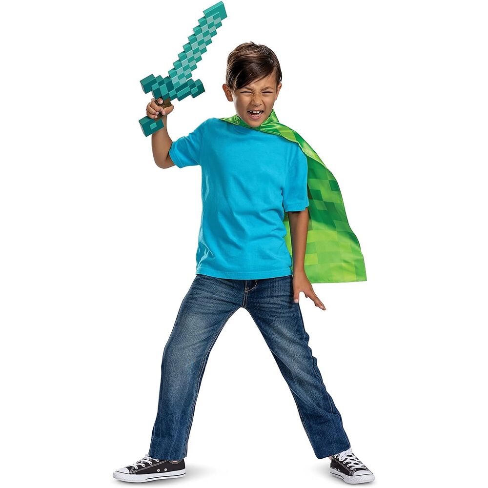 Photo du costume Minecraft Layer porté, illustrant le confort et la coupe adaptée.