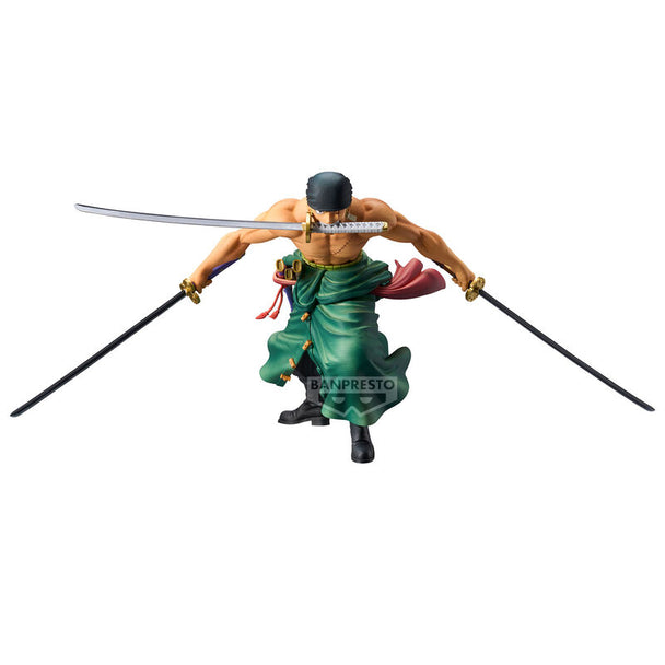 Figurine Roronoa Zoro en position de combat, 23 cm, vue de face