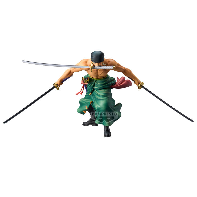 Figurine Roronoa Zoro en position de combat, 23 cm, vue de face