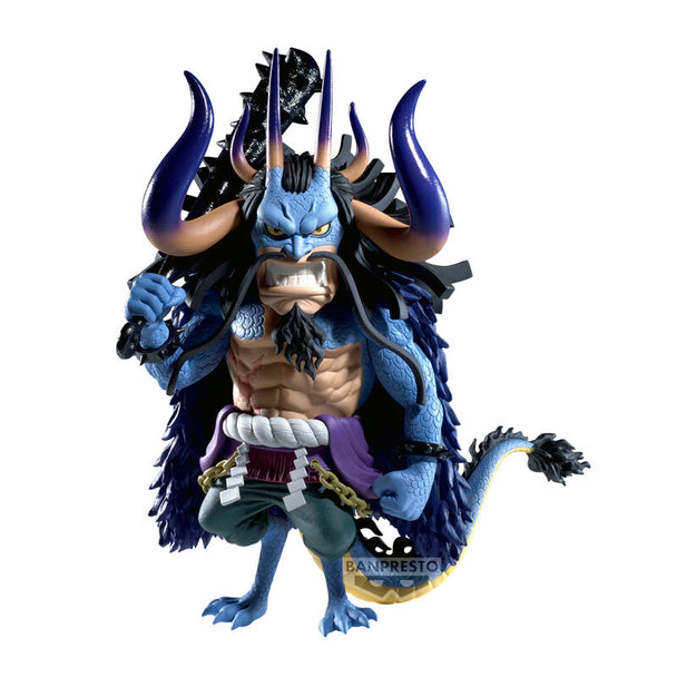 Figurine Kaido One Piece vue de face avec détails précis et couleurs vives.