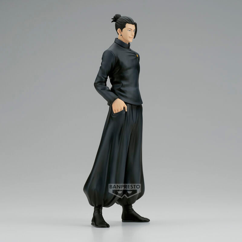 Détail du visage expressif de Suguru Geto sur la figurine King of Artist BANPRESTO