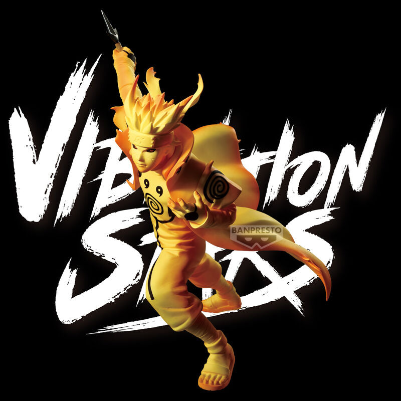 Gros plan sur le visage expressif de la figurine Minato Namikaze de la collection Vibration Stars
