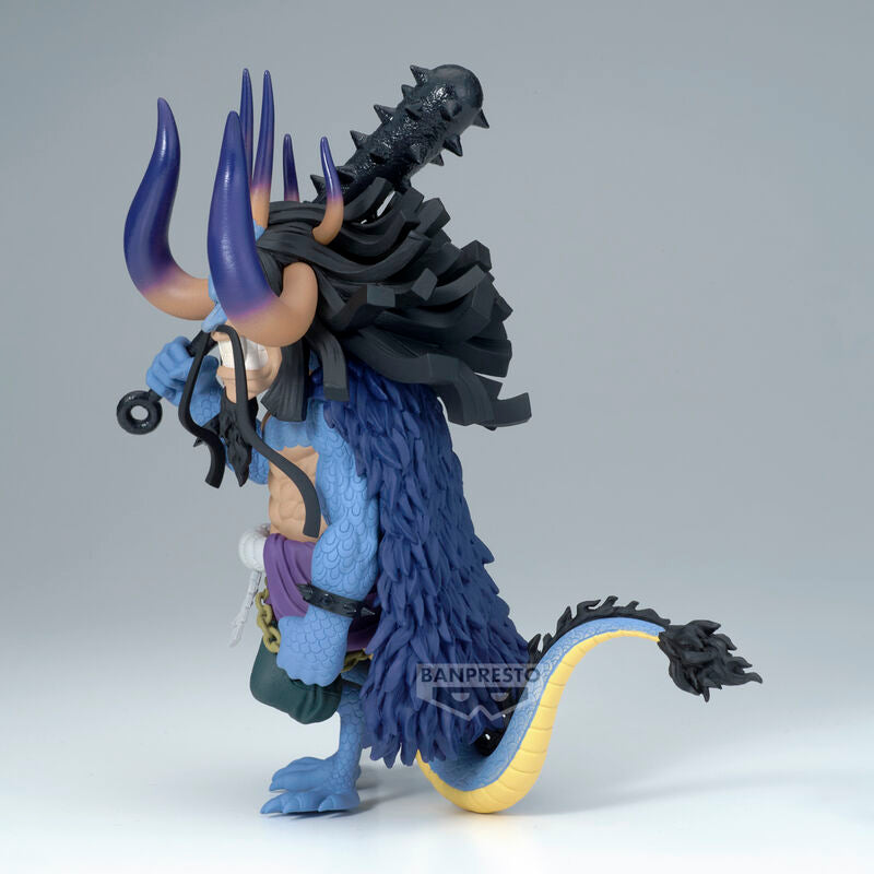 Photo de la figurine Kaido posée sur un socle, idéale pour collectionneurs.
