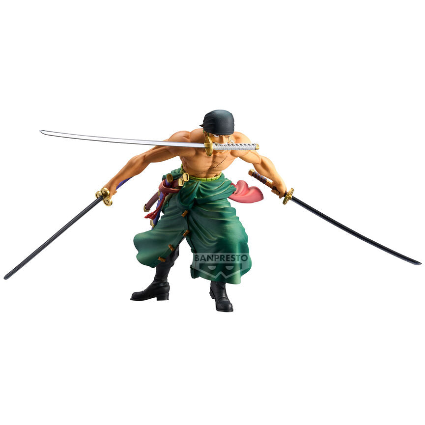 Packaging officiel BANPRESTO de la figurine Roronoa Zoro Grandista 23 cm