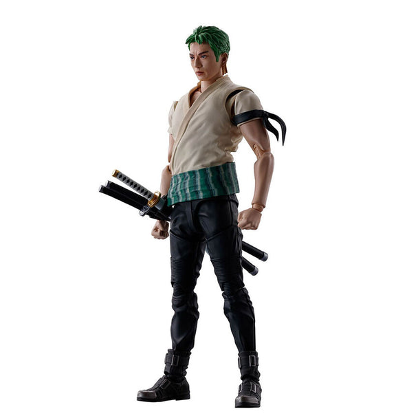 Figurine articulée Roronoa Zoro S.H. Figuarts de 14,5 cm en position de combat avec épée