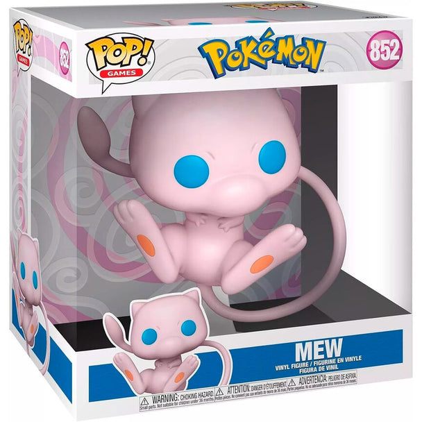 Vue rapprochée de la figurine Funko POP Mew montrant les détails précis et les couleurs vives