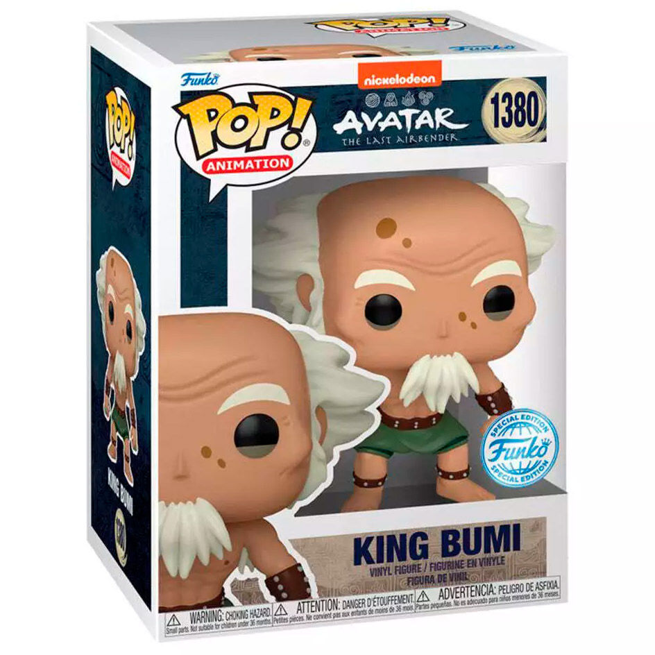Vue rapprochée de la figurine King Bumi Funko POP exclusive avec détails précis et couleurs vives