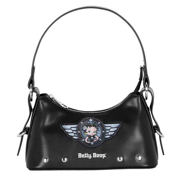 Détail du compartiment zippé du sac Betty Boop Motor Love montrant la qualité de la fermeture et la doublure intérieure
