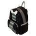 Zoom sur les boutons authentiques et les finitions bronze du sac à dos Beetlejuice 2 Loungefly