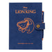 Couverture rigide veloutée du cahier Disney Le Roi Lion format A5 avec illustration colorée