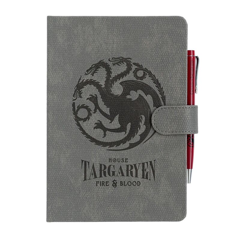 Cahier Game of Thrones Targaryen format A5 avec couverture rigide noire et rouge