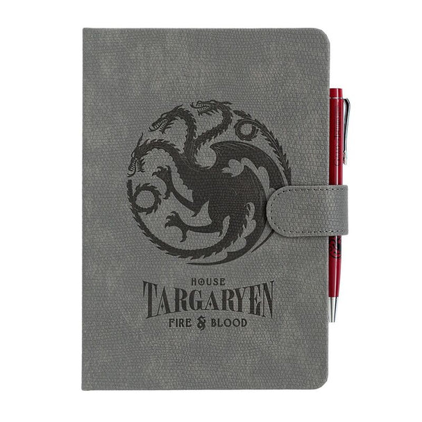 Cahier Game of Thrones Targaryen format A5 avec couverture rigide noire et rouge