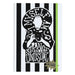 Vue de face du carnet premium Beetlejuice A5 avec couverture rigide noire et logo ERIK