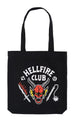 Sac shopping Stranger Things Hellfire Club en coton recyclé avec logo rouge sur fond noir