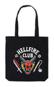 Sac shopping Stranger Things Hellfire Club en coton recyclé avec logo rouge sur fond noir