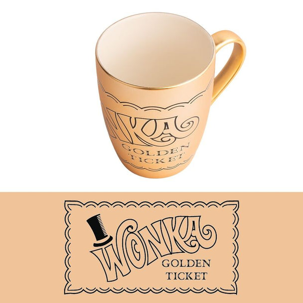 Photo du mug Willy Wonka Golden Ticket 350ml en céramique avec design doré