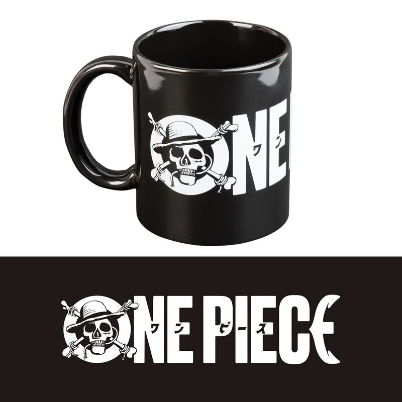 Mug One Piece logo officiel ERIK en céramique avec fond blanc, capacité 350ml