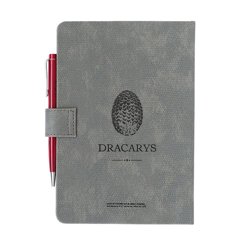 Détail de la couverture en PU du cahier Targaryen avec logo emblématique de la maison