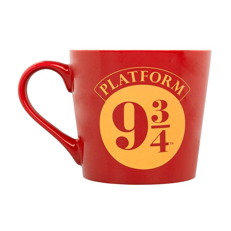 Détail du design du mug Harry Potter Platform 9 3/4 montrant la plateforme magique
