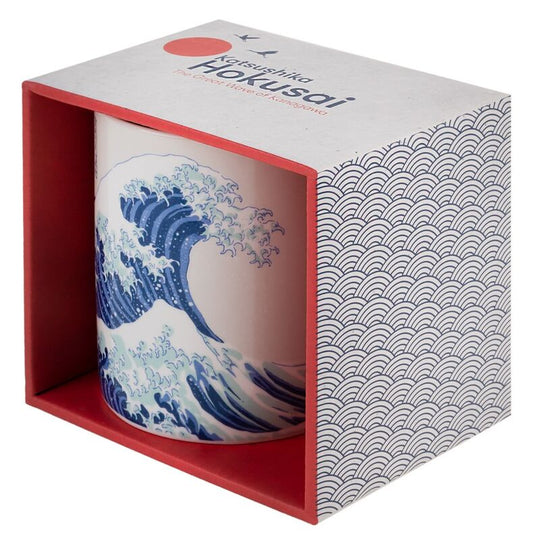 Vue latérale du mug ERIK montrant le design détaillé de la grande vague japonaise