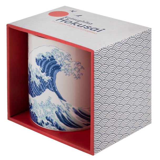 Vue latérale du mug ERIK montrant le design détaillé de la grande vague japonaise