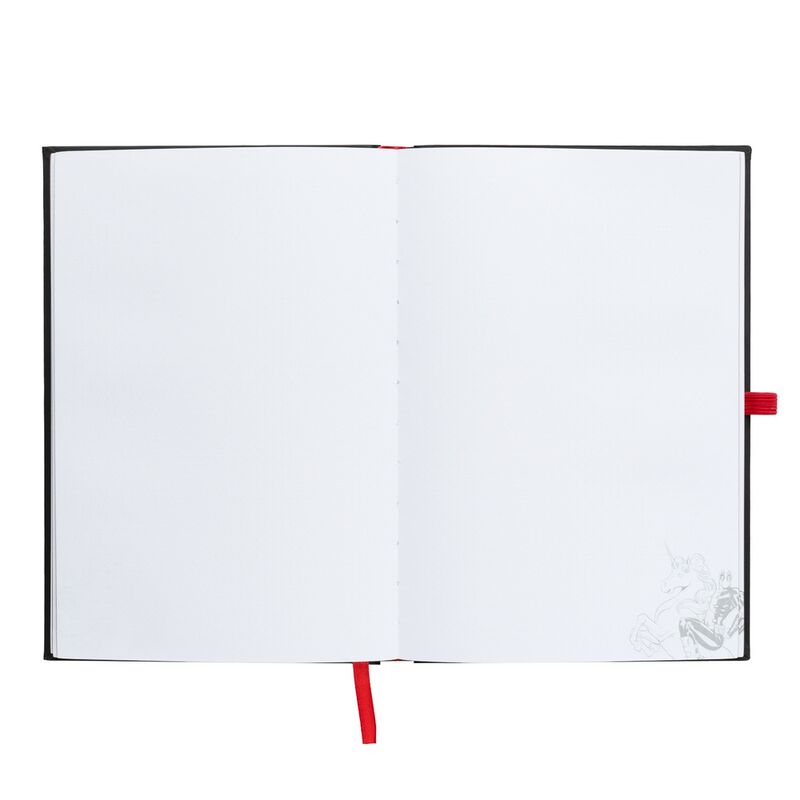 Vue intérieure des 96 pages A5 à puces du cahier Deadpool premium