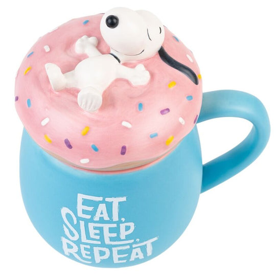 Détail du couvercle décoratif du mug Snoopy compatible micro-ondes