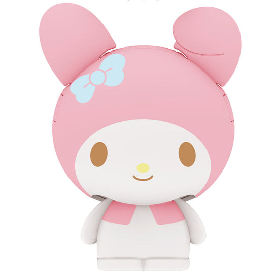 Collection de figurines Sanrio en capsules colorées sur fond neutre