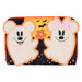 Portefeuille Loungefly Disney Mickey et Minnie Floral Ghost en cuir vegan, vue frontale avec fermeture éclair rose gold