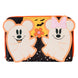 Portefeuille Loungefly Disney Mickey et Minnie Floral Ghost en cuir vegan, vue frontale avec fermeture éclair rose gold